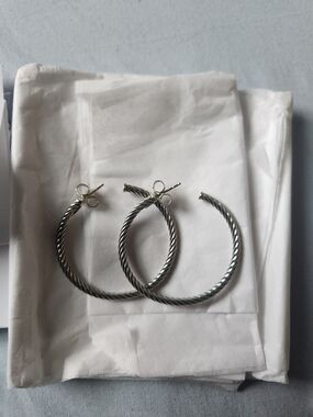 David Yurman Twisted Cable Hoop Earrings in Silver